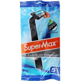 تصویر تیغ دو لبه صابون دار بسته 5 عددی سوپر مکس Super Max 5 Razors 