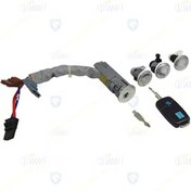 تصویر مجموعه كامل قفل(مغزي درجلوچپ+فرمان+دوعدد ريموت) تارا شرکتی اصل ایساکو 