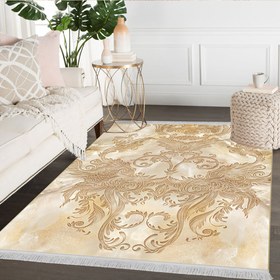 تصویر فرش پذیرایی طرح ماربل کرمی BA-3370 