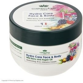 تصویر کرم مرطوب کننده صورت و بدن حاوی روغن آرگان و عصاره تمشک 250میل کاسمکولوژی Cosmecology Hydra Care Face And Body Moisturizing Rich Intensive Cream 250ml