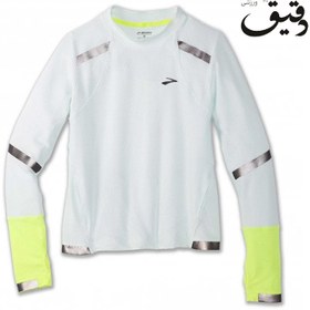 تصویر بلوز ورزشی بروکس زنانه Brooks Carbonite long sleeve سفید فسفری Brooks Carbonite long sleeve