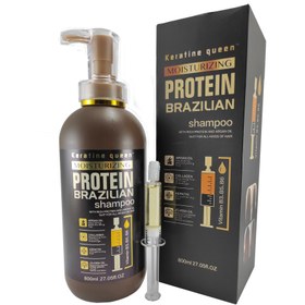 تصویر شامپو مو پروتئین برند کراتین کوئین برزیل حجم ۸۰۰ میلی لیتر Keratin Queen Brazilian protein hair shampoo 800 ml