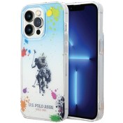 تصویر کاور اورجینال پولو با طرح پاشش های رنگی USPA PC/TPU Gradient Case with Splattered Pattern & Horse Logo 