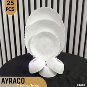 تصویر سرویس غذاخوری ۲۵ پارچه آرکوپال 28002 قالب کنگره – طرح‌های جدید کف‌گل | ۶ نفره | 25-Piece Arcopal Dinner Set Fluted Mold – New Floral Bottom Designs | 6 People | Dino & Airopal Brands