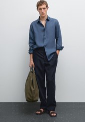 تصویر پیراهن بدون چروک %100 کوتون سنگین | Massimo Dutti | 938074001 | اورجینال 