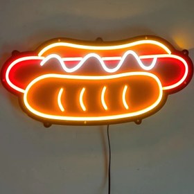 تصویر تابلو نئون فلکسی هات داگ ساندویچ فست فود Hotdog neon sign