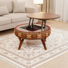 تصویر میز جلو مبلی نقش آکام چوب طرح ترکمن 