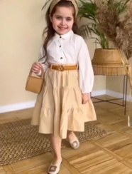 تصویر ست سه تیکه بچگانه بولیز و دامن و کمربند 