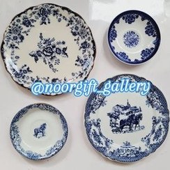 تصویر ست بشقاب دیوارکوب چینی طرح سنتی قلم آبی 