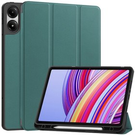 تصویر کیف کلاسوری مدل اسمارت جا قلم دار مناسب برای تبلت پوکو پد شیائومی Xiaomi Poco Pad - سبز تیره 