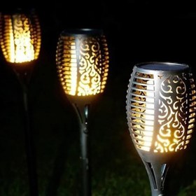 تصویر چراغ خورشیدی باغچه طرح شعله SOLAR LED FLAME GARDEN LIGHT