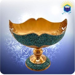 تصویر کشکول شبکه مس و فیروزه کوب 20 سانت 