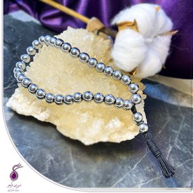 تصویر تسبیح سنگ حدید روشن 33 دانه 