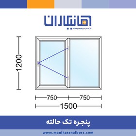 تصویر پنجره دوجداره تک حالته با شیشه دودی 