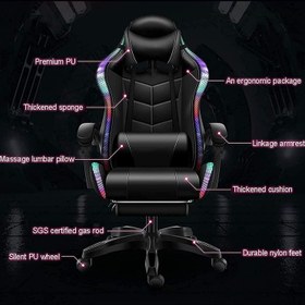 تصویر COOLBABY Game Chair with Footrest and Massage Function Black - ارسال 15 الی 20 روز کاری 