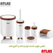 تصویر ست سرویس بهداشتی اطلس ATLAS 6 تکه مدل سلین طرح چوب 621 جدید کد 705 