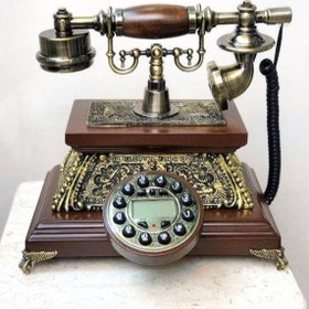 تصویر تلفن رومیزی چوبی گرند فون 