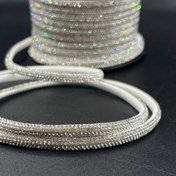 تصویر نوار نگین دار برجسته رنگ نقره ای 