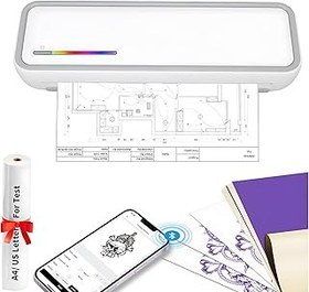 تصویر چاپگر قابل حمل Vorsipro ، پشتیبانی چاپگر بدون جوهر حرارتی بی سیم 88.5 "x 11" کاغذ حرارتی و کاغذ حرارتی و کاغذ تاتو A4 ، با یک رول کاغذ A4 و 50 ورق کاغذ انتقال خال کوبی VorsiPro Portable Printer, Wireless Thermal Inkless Printer Support 88.5&quot; X 11&quot; US Letter &amp; A4 Thermal Paper and Tattoo Transfer Paper, with One roll of A4 paper and 50 sheets of tattoo transfer paper