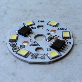 تصویر چیپ ال ای دی ۳ وات ماژول دی او بی لامپی 220 ولت مستقیم رنگ سفید مهتابی مناسب جهت تعمیر لامپ chip dob 3w 220v 
