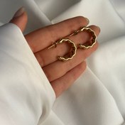 تصویر گوشواره حلقه‌ای طرح چین‌دار ژوپینگ کد40 