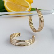 تصویر گوشواره نقره عیار 925 سه نگین زیرکنیا رنگ نقره ای 