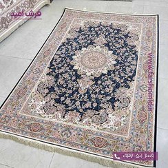 تصویر فرش ماشینی 1200 شانه گلبرجسته اولیا تبریز سرمه ای قالی سلیمان 