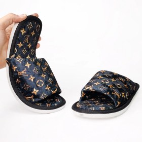 تصویر دمپایی حوله ای مدل ال وی گرم و نرم و راحت - مشکی ، زرد / ۴۱ _ ۴۲ Lv