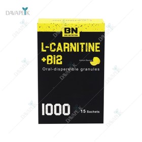 تصویر ساشه ال کارنیتین 1000 و ویتامین B12 بنیان سلامت کسری BSK Nutrition L Carnitine 1000 mg and B12 15 Sachets