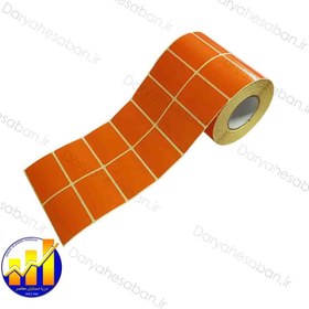 تصویر لیبل PVC دو ردیفه نارنجی سایز 51x34 میلی متر Double-row orange PVC label, size 51x34 mm