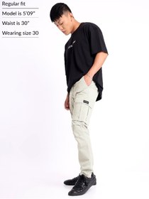 تصویر شلوار کتان کارگو مردانه آف وایت برند beyoung Off White Cargo Pant For Men