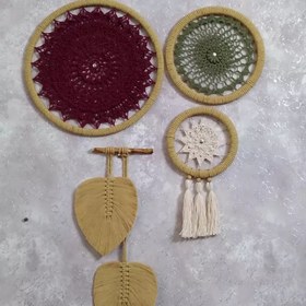 دیوارکوب قلاب بافی با نخ مرسرسزه در مجموعه 3 عددی با نخ مرسریزه امکان پرداخت در 2 مرحله (پس کرایه)