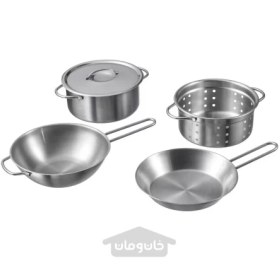 تصویر سرویس ظروف اسباب بازی 5 تکه استیل ضد زنگ ایکیا مدل IKEA DUKTIG IKEA DUKTIG 5-piece toy cookware set stainless steel colour