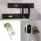 تصویر قفل و دستگیره و مغزی اقتصادی مشکی مدل سوییچی 