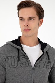 تصویر هودی مردانه خاکستری تیره یو اس پولو 