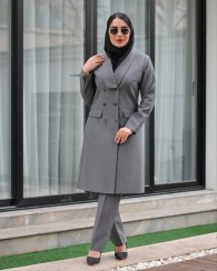 تصویر مانتو شلوار اداری جلوه سایز ۴ رنگ آبی نفتی 