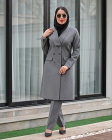 تصویر مانتو شلوار اداری جلوه سایز ۴ رنگ آبی نفتی 