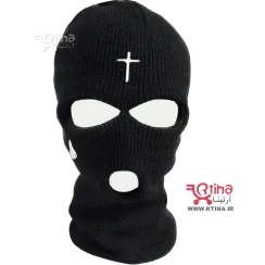 تصویر نقاب فیس دزدی و اسکی | کلاه بافتنی چشمی طرح صلیب 