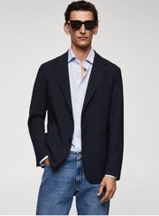 تصویر ژاکت مردانه آبی سرمه ای منگوMANGO Man | 57000929 اورجینال 