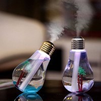 تصویر بخور سرد طرح لامپ رومیزی usb humidifier 7colors night light bulb colorful