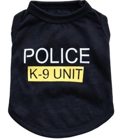 تصویر Small Dog Vest Puppy Police Letters T-Shirt Summer Pet Clothes Apparel Costumes Black M 