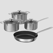 تصویر سرویس 7 پارچه قابلمه و تابه ایکیا مدل HEMKOMST IKEA HEMKOMST 7-piece cookware set, stainless steel