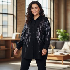 تصویر شومیز مانتویی مجلسی ترک برندSaloon (فری سایز38تا50) 