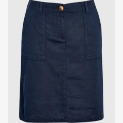 تصویر دامن کوتاه جیب دار لینن سورمه ای نکست NEXT 