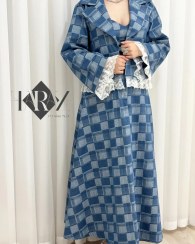 تصویر ست کراپ کت و دامن جین Cropped Denim Jacket & Skirt Set