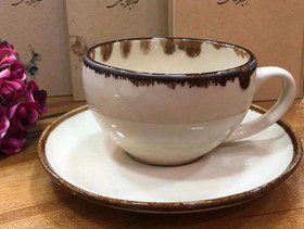 تصویر فنجان نعلبکی لته دوریکا طرح بانددار cup and saucer dorika