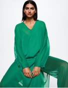 تصویر شومیز زنانه سبز برند mango 37041312 ا Transparan Gömlek Transparan Gömlek