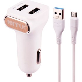 تصویر شارژر فندکی فست شارژ Nitu NT-CC819 2.4A 12W + کابل میکرو یو اس بی Nitu NT-CC819 2.4A 12W Fast Car Charger With Micro USB Cable