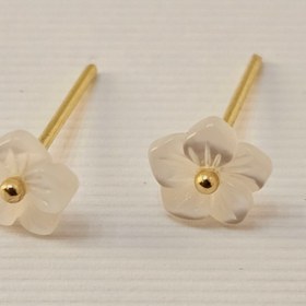 تصویر گوشواره میخی گل صدفی 