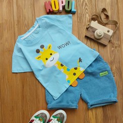 تصویر ست بلوز و شلوارک بچگانه طرح زرافه 